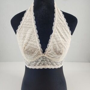 Victoria's Secret Large | Ivory Floral Lace Halter Bralette Intimates Romantic